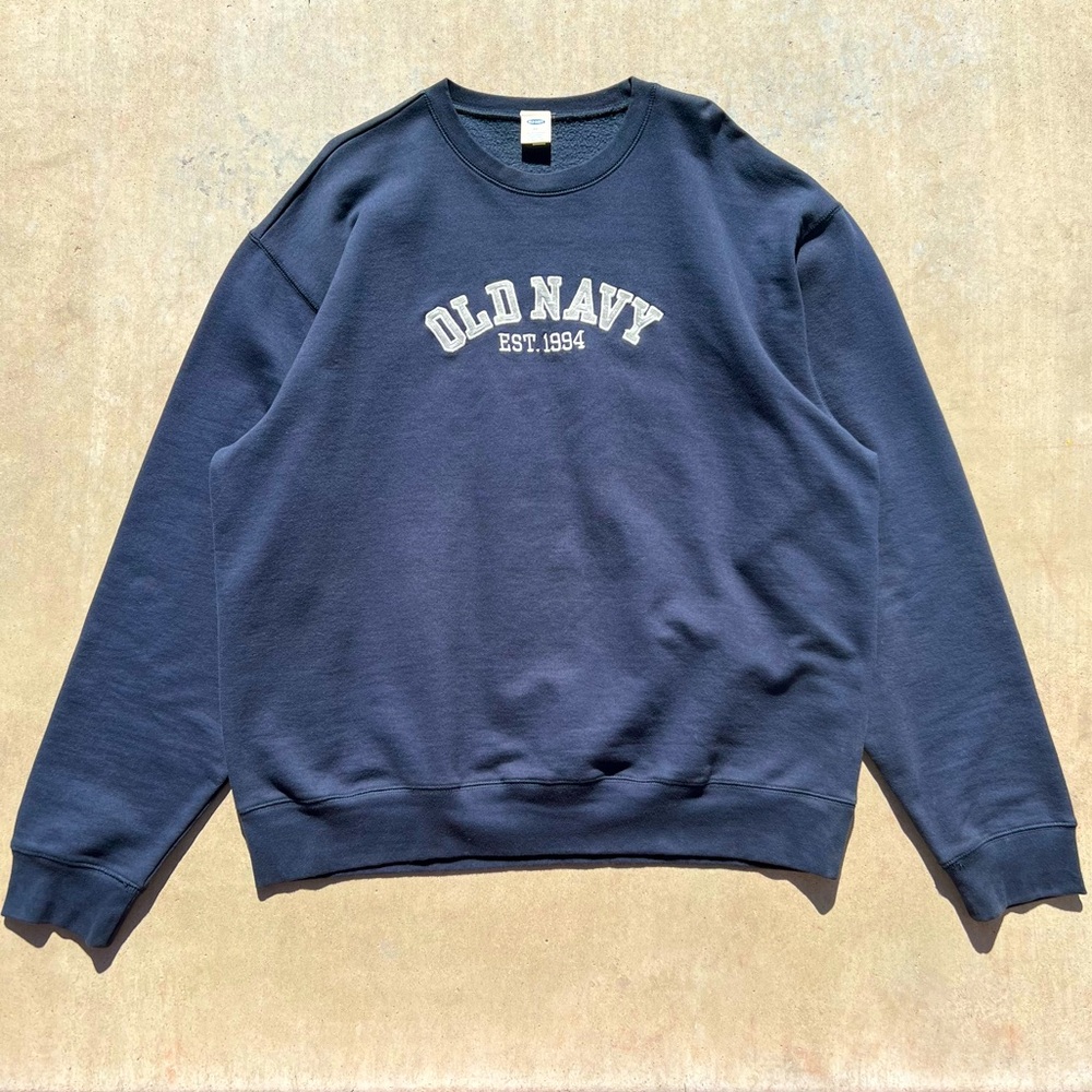 Mens vintage y2k Old navy crewneck sweatshirt pullover long sleeve blue grey 2x